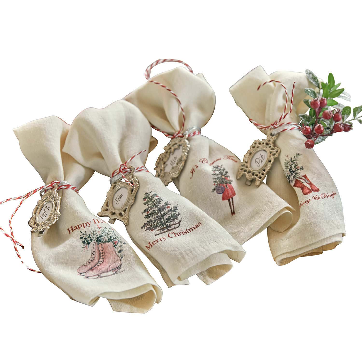 Serviette 4er Set Merry & Bright